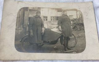 Vtg RPPC World War I WWI Military 2 US Soldier ' s MP? Police Photo NR Motorcycle 3