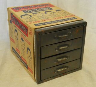 Vintage Stow - Away Metal Storage Cabinet 4 Drawer Parts Organizer 1950 