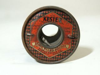 Early Antique vtg KESTER Rosin - Filled Core SOLDER Wire TIN LITHO SPOOL Hardware 3