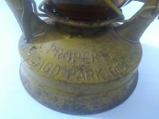 Vintage Dietz Lantern No 2 D - Lite Yellow Globe Property of Chicago Park District 3