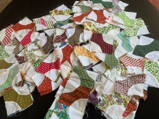 Set Of 220 Vintage Hand Pieced Bow Tie Quilt Blocks