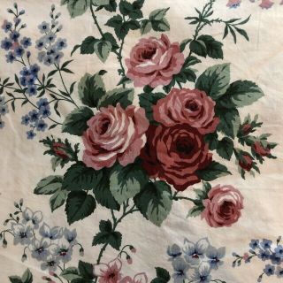 Waverly 3.  5 Yards Fabric First Lady Floral On White Decorator 54 Wide Vtg Chintz