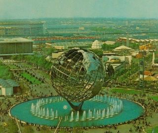 Unisphere York Worlds Fair 1964 - 1965 Shea Stadium Chrome Vintage Postcard