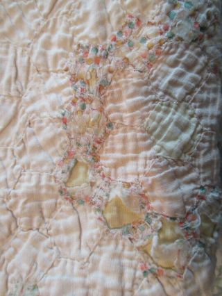 Charming Antique Hand Sewn Cotton Grandmother ' s Garden Patchwork Quilt 5