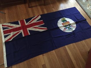 Vintage Old British Colonial Cayman Islands Flag Banner Wool 3x6ft