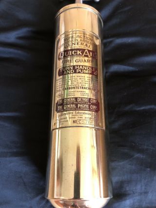 Vintage General Quick Aid Fire Guard 85hd Brass Fire Extinguisher 13 " Long