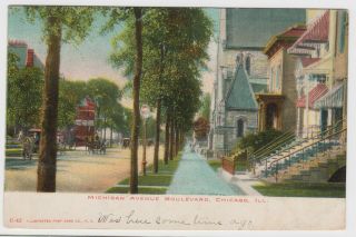 Udb Vintage View Postcard Of Michigan Avenue Boulevard Chicago Illinois Il