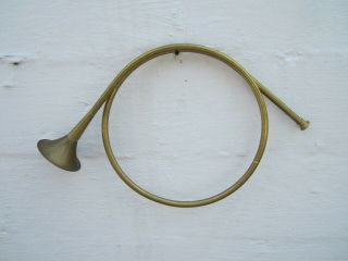 Large Vintage Brass Hunting French Horn Bugle Round Bell Wall Decor - 21.  5 " Long