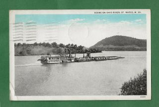 St Marys,  Wv,  Postcard View Of Ohio River Steamer J D Ayers,  Nov 5,  1939