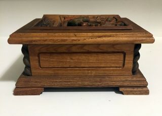 ANRI 1960 ' s REUGE SWITZERLAND HAND CARVED WOOD JEWELRY MUSIC BOX - TRY TO REMEMBER 4