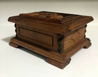 ANRI 1960 ' s REUGE SWITZERLAND HAND CARVED WOOD JEWELRY MUSIC BOX - TRY TO REMEMBER 6