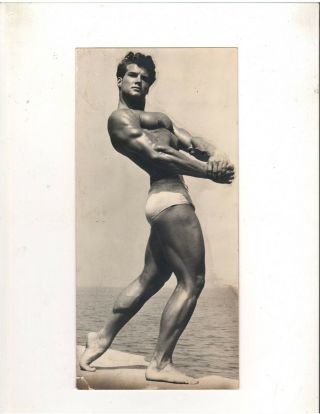 Steve Reeves Muscle Photo B,  W Stamped By Tony Lanza 9 " X4 1/4 "