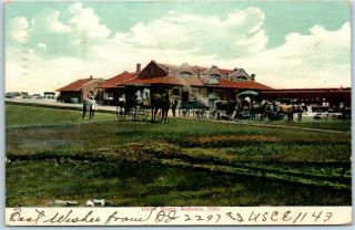 Ardmore,  Oklahoma Postcard Union Depot Railroad Train Station 1907 Cancel