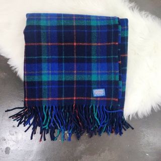 Pendleton 100 Wool Plaid Blanket Size: 54x72” Blue Plaid Checkered Tassel Throw