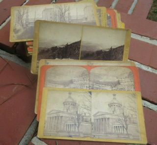 Group Of 40 Early Stereoview Cards.  Auburn,  Ny,  Rocky Mountains,  Portsmouth,  Etc