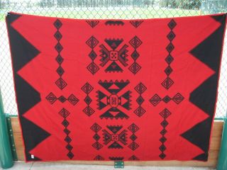 Pendleton Blanket,  Red And Black,  Front And Back Designs 100in X 80in