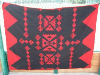 Pendleton blanket,  red and black,  front and back designs 100in x 80in 2