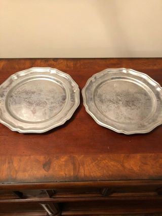 Wilton Armetale 2 Queen Anne Dinner Plates 10 1/4” Pewter Finish Columbia Pa
