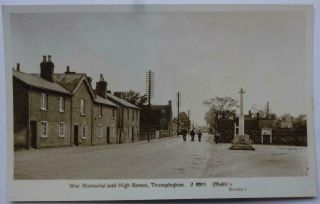 Real Photo Postcard War Memorial & High Street Trumpington Cambridge