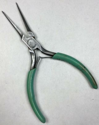Vintage Erem 5 Slim Needle Nose Pliers W/ Spring Green Grips Tool Swiss