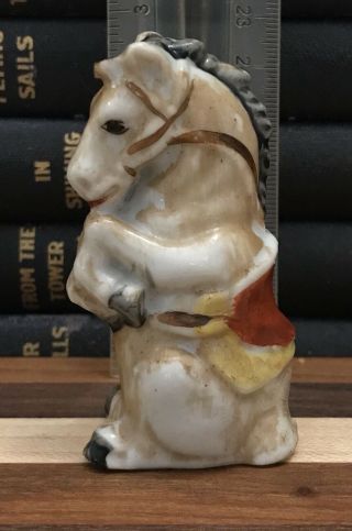 Vintage Small Sitting Horse Figurine Made In Japan Wearing A Saddle