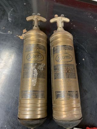 2 Pyrene Fire Extinguisher 1 Quart B - 2 C - 2 Vintage Empty Antique