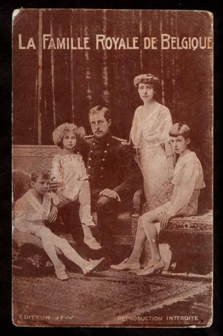 C.  1914 King Albert With Family Belgium Royalty Postcard