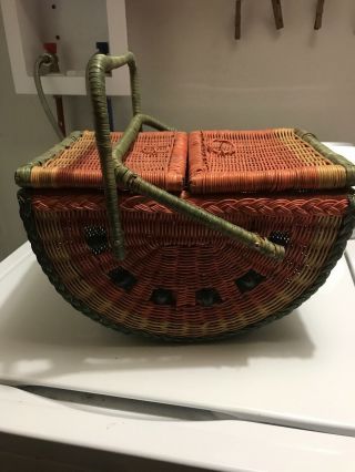 Watermelon Vintage Picnic Lunch Basket Camp Camping Retro 1960 