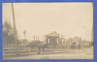Kalkaska,  Mi,  Ruins Of Depot Station,  May 20 1910 Rppc Real Photo Postcard