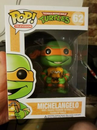 Funko Pop Tv 62 Michelangelo Teenage Mutant Ninja Turtles Tmnt With Protector