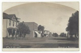 Postcard Ks Main Street Assaria Kansas Rppc Horse And Buggy In Front Of Store