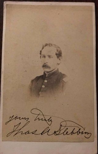 Signed Cdv Capt.  Thomas A.  Stebbins 83rd Pennsylvania Civil War Union