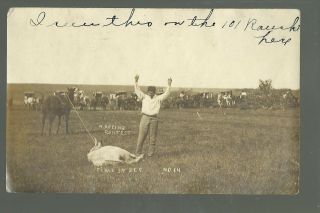 Ponca Oklahoma Rp 1907 Wild West Show Calf Roping Cowboy 101 Ranch Cowboys