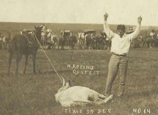 Ponca OKLAHOMA RP 1907 WILD WEST SHOW Calf Roping Cowboy 101 RANCH Cowboys 2