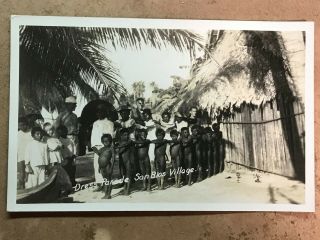 San Blas Village Panama Real Photo Postcard Dress Parade Vintage 1940 