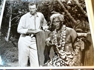 Vintage John Wayne And Duke Kahanamoku Black And White 8x10 Photo Fine