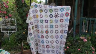 Vintage Hand Made Quilt / Star Design/ Multi Colors