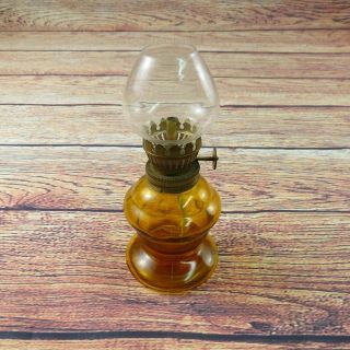 Vintage Oil Lamp Night Lamp Amber Glass With Globe Made In Japan