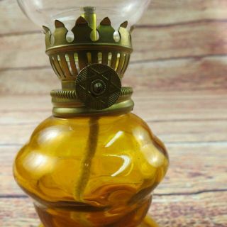 Vintage Oil Lamp Night Lamp Amber Glass with Globe Made in Japan 3