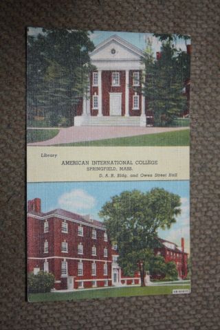 Vintage Postcard American International College,  Springfield,  Mass.  2