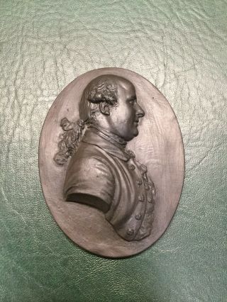 Rare Antique 18th Century Wedgwood Basalt Bust Portrait Medallion