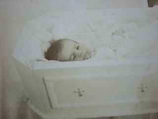 Victorian Post Mortem Baby Photo In Casket 1800 