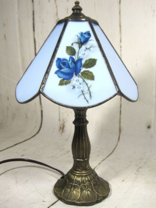 Meyda Tiffa - Mini Tiffany Lamp Cornflower Blue Rose
