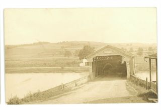 Rppc Covered Bridge Berlin Pa Union County Pennsylvania Real Photo Postcard