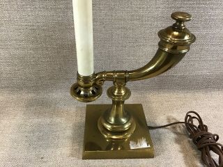 Vintage STIFFEL Brass Powder Horn Genie Desk Table Lamp 14” Candle Stick 2