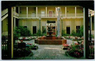 The Malaga Inn Hotel European Courtyard Mobile Alabama Fountain Chrome Postcard