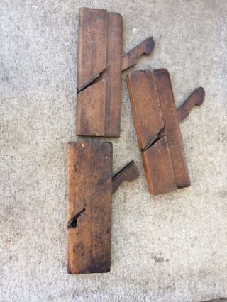 Three Vintage 9 And 1/2 " Wooden Carpenter Moulding Trim Woodworking Block Planes