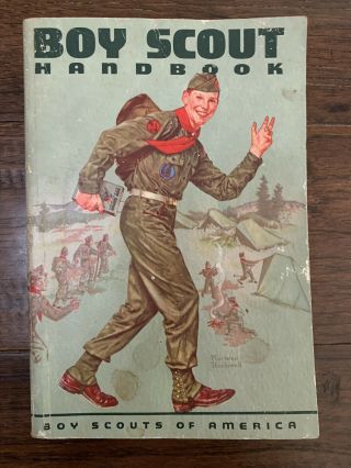 1959 6th Ed First Printing Bsa " Boy Scout Handbook " Cover By Norman Rockwell