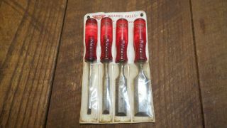 L4658 - Vintage Miller Falls Wood Chisel Set No.  1434,  Made In Usa