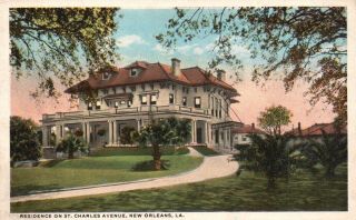 Orleans,  La,  Residence On St.  Charles Avenue,  Vintage Postcard G4198